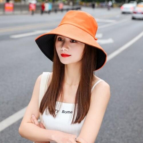 Fashion Casual Sun Bucket Hat Summer Womens Cap Wide Brim Foldable Anti-UV Flat Fisherman Cap Panama Female Hat gorro pescador