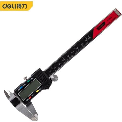 Deli 150mm Digital Vernier Caliper Accurate Caliper Stainless Steel Electronic Calipers Measuring Instrument Use Button Battery