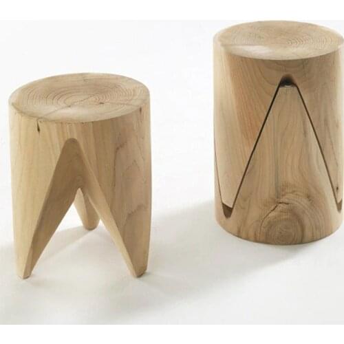 Natural Solid Wood Strong Stool Creative Furnishing Articles Simple Style Living Room Stool Small Corner Table Dining Stool