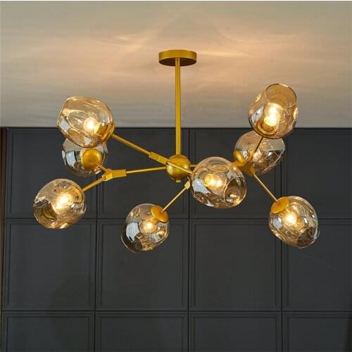 PostModern LED Chandelier Lighting Glass Lustre metal LOFT Dining Bedroom Bedroom Ball chandeliers Kitchen Fixtures Luminaire