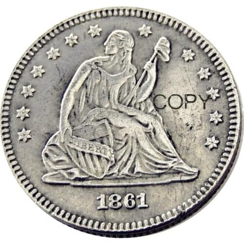 USA 1861 1861-S Seated Liberty Quarter Dollars Different Mint Silver Plated 25 Cents Copy Coin