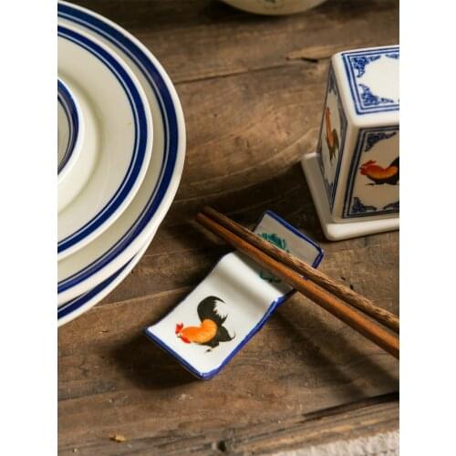 For restaurants home tableware combination big red rooster Ceramic Chopstick rest Towel Dish Taste dish Ashtray Toothpick Holder