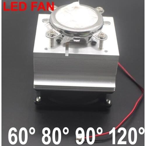 LED Heatsink Cooling Radiator + 60 80 90 120 Degrees Lenes + Reflector Bracket + Fans For High Power 20W 30W 50W 100W LED