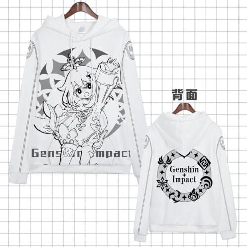 Genshin Impact Cosplay Hoodie Paimon Barbara Fischl Cartoon Print Hooded Hoodies Sweatshirts Pullover Casual Outwear Costume