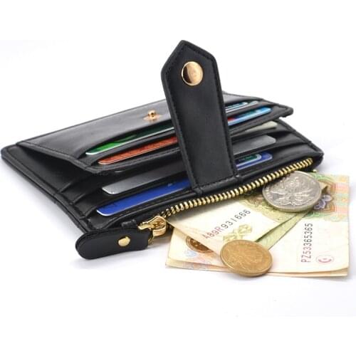 Slim Credit Id Card Holder Men Bank Card Cover Organizer With Small Zipper Coin Pocket Case For Bus Cards Porte Carte