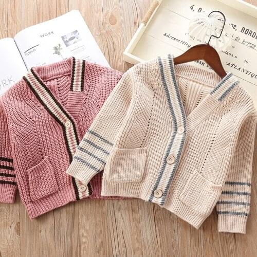 2019 New Autumn Toddler Girl Sweater Children Single-breasted V-neck Knitted Cardigan Coat For 2-8Yrs Little Girls Sweaters