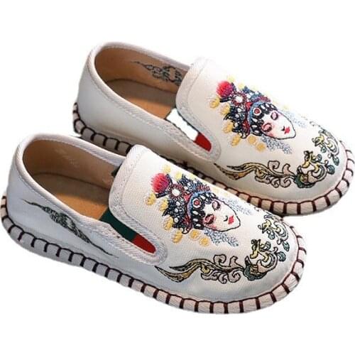 Childrens Canvas Shoes Boys' Cloth Shoes Girls' Hanfu Shoes Soft Bottom Breathable Casual Shoes Fashion Folk-custom Flats 25-30