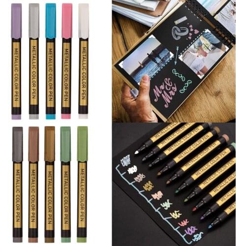 10 Pack Metallic Markers Paints Pens Art Permanent Writing Markers for Paper