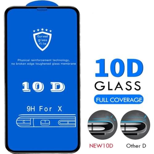 10D Tempered Glass on the For iPhone SE 2 11 Pro 7 8plus XR X XS Max Glass Full Glue Cover Screen Protector Protective Film