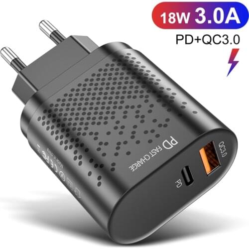 Lovebay Dual USB Charger QC3.0 3A PD Fast Charger EU US Tablet Wall Mobile Phone Adapter for iPhone 11 XS MAX Samsung Xiaomi