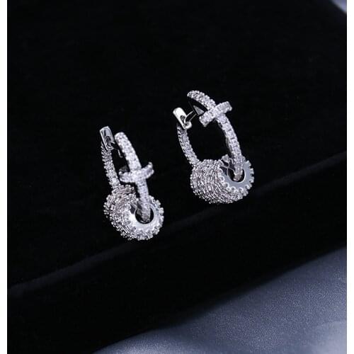 SWOUR New Fashion Jewelry Cubic Zirconia Small Hoops Design Cross Cute Circle Round Huggie Hoop Earrings Femme Top Quality S663