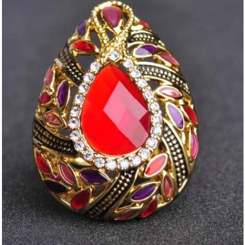WYJZY Inlaid red stone vintage ring classic jewelry accessories party anniversary jewelry lady surprise gift ring