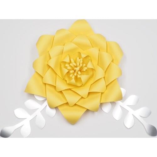 1Piece Flower +2PCS Leaves Giant Large Paper Flowers Backdrop Wall Decor Wedding Arch Handcrafted Artificial Flowers Trade Shows