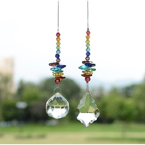 1Pcs Crystal Prism Ball 30mm/50mm Maple Leaf Prisms Pendant Rainbow Maker Window Hanging Ornament Wedding Festival Home Decor