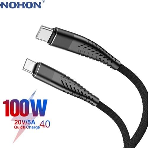 100W USB Type C To USB C Cable USB-C 5A PD Fast Charging Charger Wire Cord For Macbook Samsung S20 Xiaomi mi10 Type-C USBC Cable