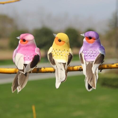12pcs Mini Artificial Bird Cute Foam Feather Craft Birds Imitation Bird Model Home Garden Wedding Birthday Party Decor Ornaments