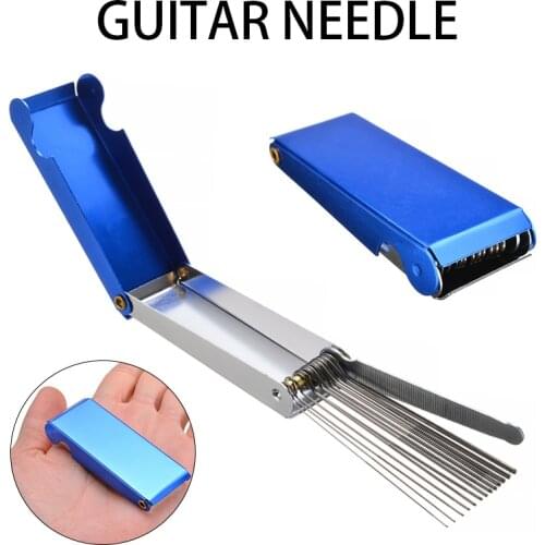 13pcs/set Silver Stainless Steel Electric Acoustic Guitar Bridge Slotting Files Portable Luthier Guitars Repair Accessories