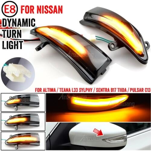 2pcs Side Wing Scroll Dynamic Blinker Turn Signal Light For Nissan Altima Teana L33 Sylphy Sentra B17 Tiida Pulsar C13