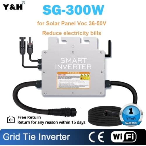 300W Micro Solar Inverter MPPT 24/36V/48V on Grid Tie Smart Inverter IP65 Inversor Pure Sine Wave for 110/220V grid Syetem
