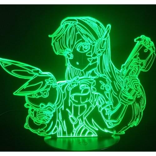 Game Overwatch Hero DVA 3D Lamp Nightlight Battery Operated Figure Colorful with Remote Visual Light Effect Led Night Light Lamp