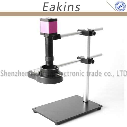 720P Industry HDMI Video Microscope Camera Adjustable Dual Rotatable Boom Stand Holder+144 LED Light+1X-100X C-mount Lens