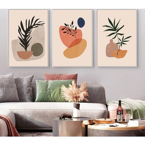 Abstract Orange Green Plant Fruit Leaf Nordic Posters and Prints Wall Art Canvas Painting Wall Pictures for Living Room Decor