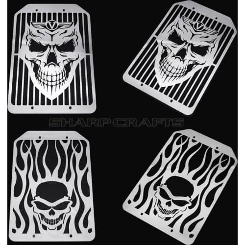 Motorcycle Accessories Steel Flame Skull Radiator Grill Cover Protector Water Tank Cooler Cap For KAWASAKI VULCAN VN 1500 1700