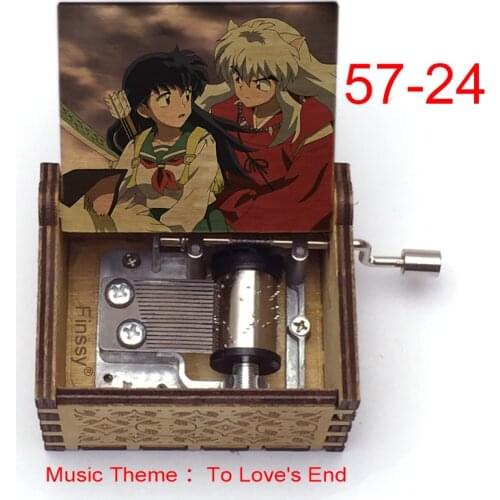 Anime Song To Loves End wood music box INUYASHA kagome color Print hand movement Decorative birthday Christmas gift for kids