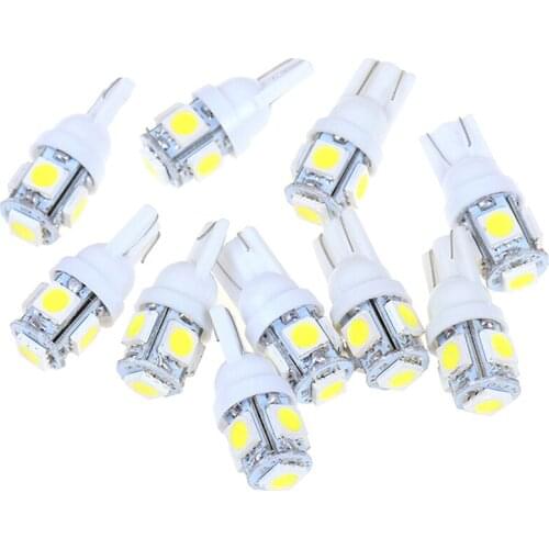 10pcs Car Wedge side Clearance License Plate Lamp T10 LED Bulb 12V T10 5050 5-SMD LED Signal Light Super