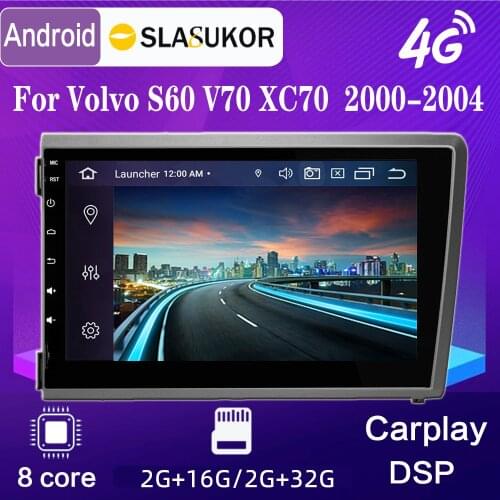 4GB 64G 2 din Android 10 8" Car Multimedia Player For VOLVO S60 V70 XC70 2000 2001 2002 2003 200 DSP GPS IPS Navigation Radio