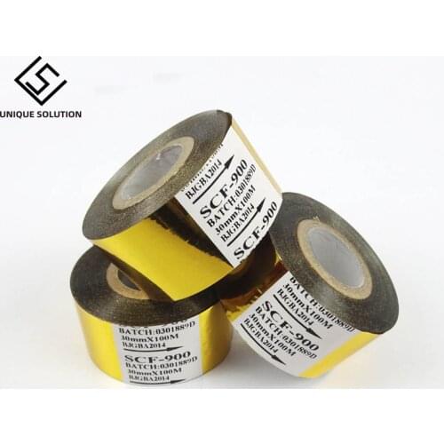 Free Shipping 1 Roll 1.18x3936" (30MMx100M) Gold Thermal Transfer Ribbon Hot Stamping Foil Ribbon Printing Belt
