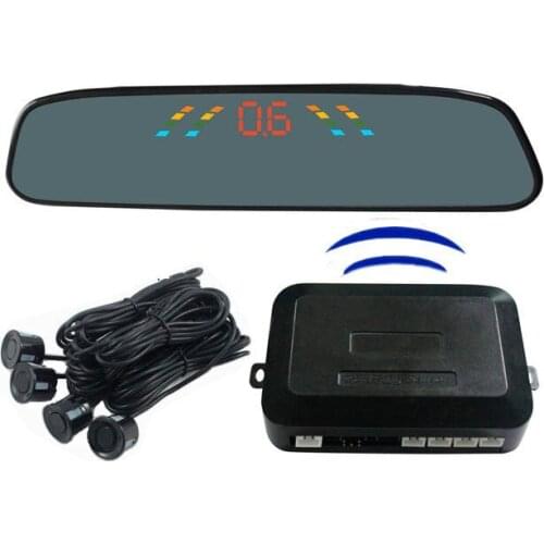 Wireless Parking Mirror 4 Sensor Digital Car Parking Radar System Buzzer Bi Bi Bi LED Display Auto Parking 22mm Sensor PZ306-W