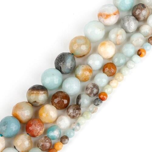 2018 New Arrival Fashion Natural Amazon Faceted Round Ball Beads for DY Necklace Jewelry Making Pick Size 4 6 8 10mm Wholesale