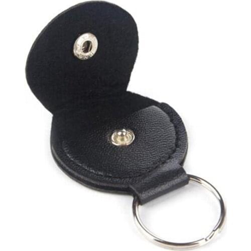 5PCS/lot Guita Cool Leather & Metal Picks Holder Plectrums Bag Case Key Hang Buckle Fashion Man Leather Keychain