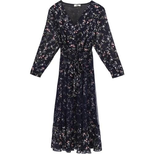 Women Spring Summer Dress 2019 Fashion Long Section Long Sleeve Leisure Chiffon Black Mesh Ladies Dress Down Collar Office Trend