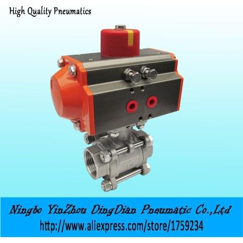 DN40 3 - pieces type stainless steel 304 ball valve with pneumatic actuators model Q611F-16P