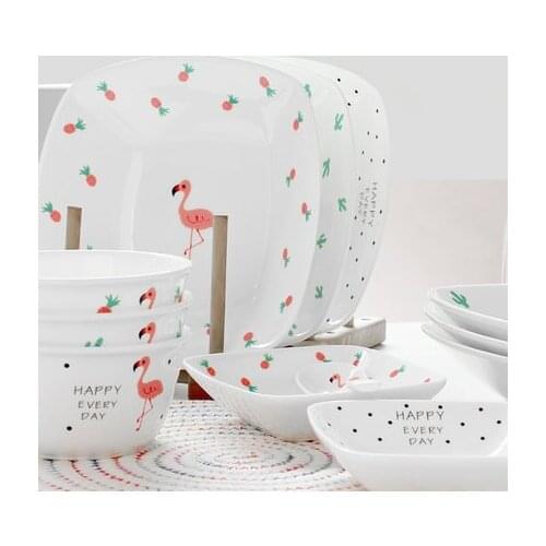 Flamingo Japanese Procelain Plates Tableware Bone China Dishes Fruit Steak Breakfast Pastry Wedding Decoration Free Shipping