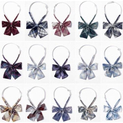 Feminine Plaid Bow Tie Bow Bowtie for Women Cute Fashion Student Uniform Neckwear Accessories Adjustable Flat Angle Bowties