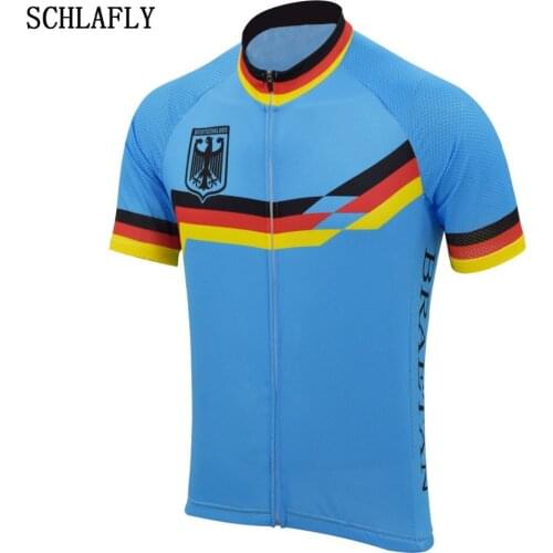 Germany cycling jersey short sleeve summer blue bike wear jersey road jersey cycling clothing schlafly Quick Dry