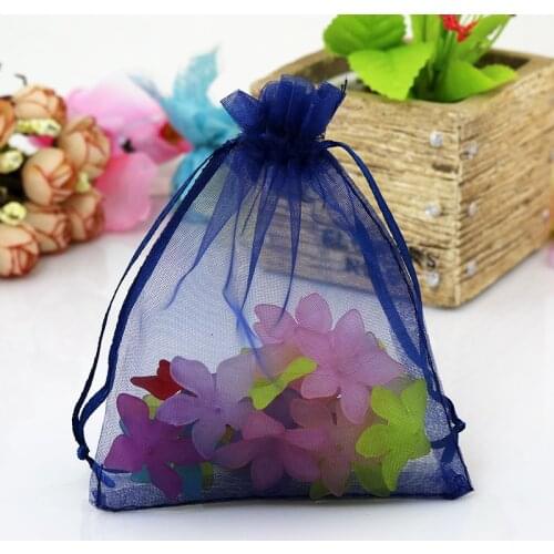 Hotsale 500pcs Dark Blue Organza Bag 15x20cm Drawable Jewelry Gift Packaging Bag Favour Wedding Organza Gift Bags & Pouch