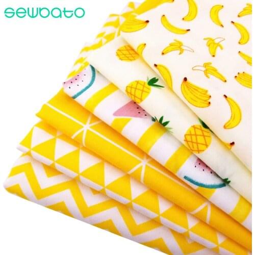 SEWBATO 6Pcs/Lot Banana pineappleTwill Cotton Fabric DIY Sewing Quilting Baby&Child Fat Quarters Patchwork Textile Material