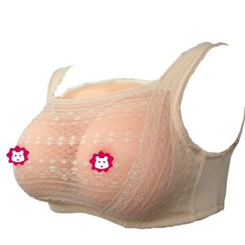 Artificial Silicone Fake Breast Form Crossdress Silicone Breast Forms Transvestism Dressed As Woman B-E Cup with Bra Skin Color