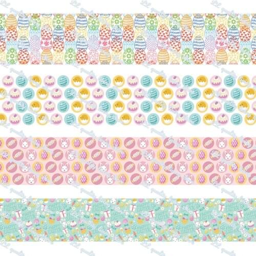 Custom 22-75mm Easter pattern printed grosgrain ribbon/16mm printed elastic foe ribbons DIY hair bows Sewing webbing 50 yards