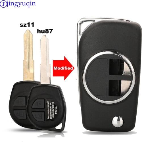 Jingyuqin Modified 2 BTN Flip Folding Car Remote Key Case Shell For SUZUKI SWIFT SX4 ALTO VITARA IGNIS JIMNY Splash