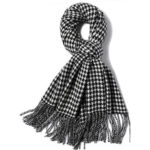 Women or Men Classic Houndstooth Scarf Shawl Wraps Long Neckwear Houndstooth Soft Acrylic Scarves