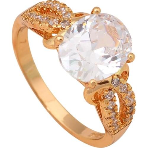 Fantastic style Fashion Jewelry Gold color Health K Plating Crystal AAA Zirconia Gold Element Ring sz #5.5 #6.5 #7 JR1887A