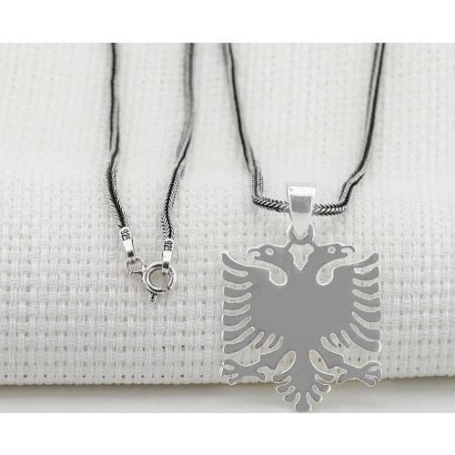 925 Sterling Mens Silver Necklace with Albanian Eagle Symbol Vintage Men Accessories Men Jewelry Gift Made in Turkey