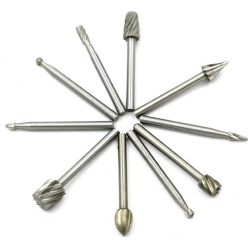 10pcs Rotary Tools Mini Drill Bit Set Cutting HSS Routing Router Grinding Bits Milling Cutters for Wood Carving Tool