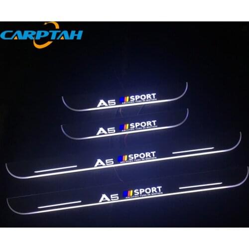 Carptah Trim Pedal LED Car Light Door Sill Scuff Plate Pathway Dynamic Streamer Welcome Lamp For Audi A5 S5 RS5 4door 2012-2015