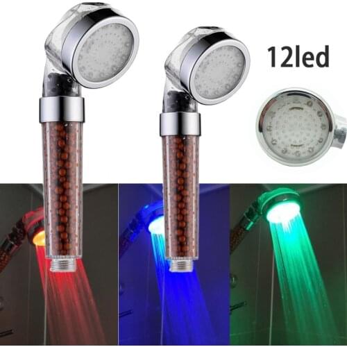 Shower Head 3 Colors LED Light Temperature Control Hand Spa Showerhead Bathroom Accessories High Pressure Rainfall Water Saving